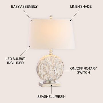 Dennis 24" Seashell LED Table Lamp - JONATHAN Y